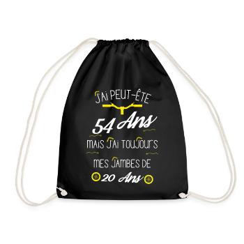Cadeau 54 ans cycliste J ai des jambes de 20 ans - Sac de sport léger - noir - Devant