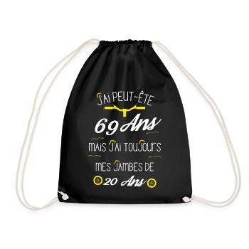 69 ans j ai toujour mes jambes de 20 ans - Sac de sport léger - noir - Devant