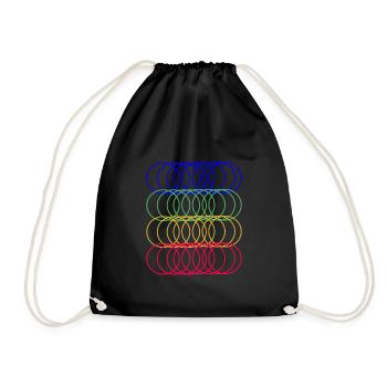 Bunte Kreise Lifestyle Geschenkidee - Turnbeutel - Schwarz - Vorne
