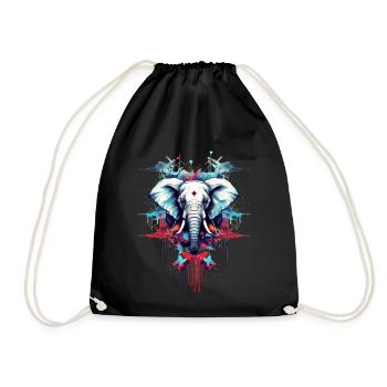 Designer Style Elephant - Drawstring Bag - black - Front
