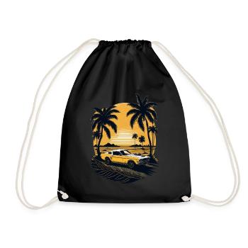 Le coucher de soleil doré illumine la plage tranquille - Sac de sport léger - noir - Devant