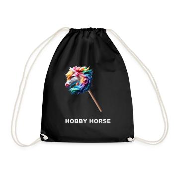 Buntes Hobby Horse Horsing - Turnbeutel - Schwarz - Vorne