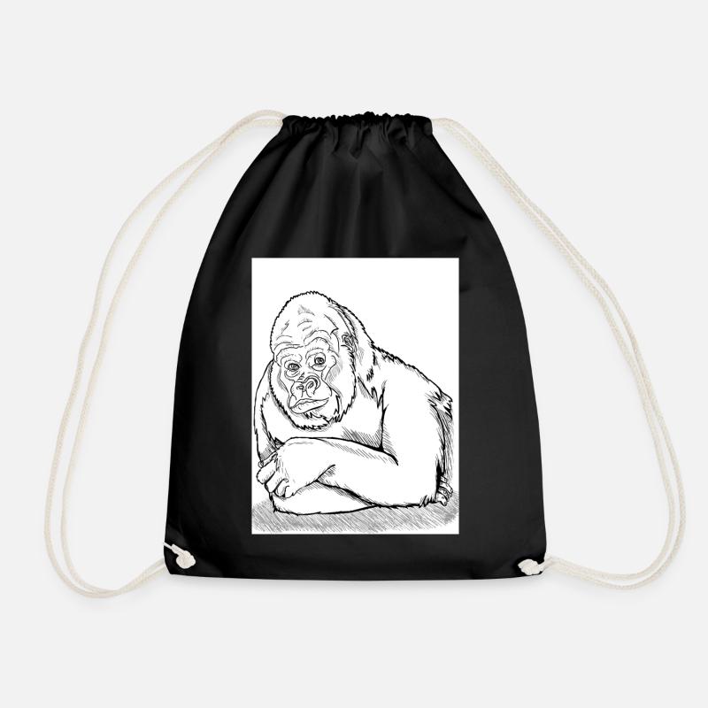 Nachdenklicher Gorilla - Turnbeutel - Schwarz