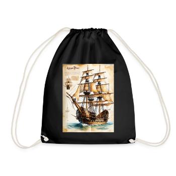 Piratenschiff #3 - Turnbeutel - Schwarz - Vorne