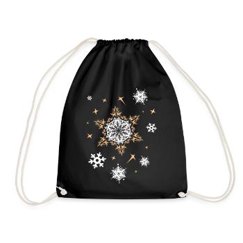 xmas Sterne Weihnachten Muster Schnee Winter icon - Turnbeutel - Schwarz - Vorne