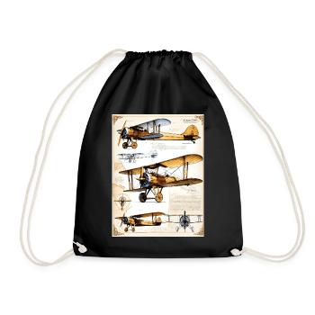 Airplane #1 - Drawstring Bag - black - Front