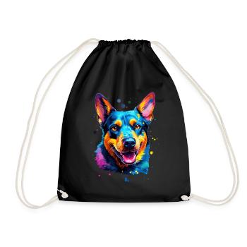 bunter Australian Cattle Dog - bunte Hunde - Turnbeutel - Schwarz - Vorne