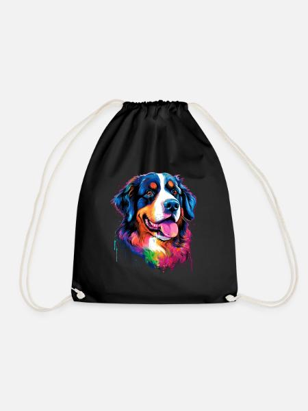 bunter Berner Sennenhund - bunte Hunde - Turnbeutel - Schwarz