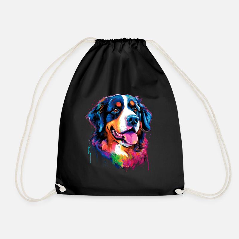 bunter Berner Sennenhund - bunte Hunde - Turnbeutel - Schwarz