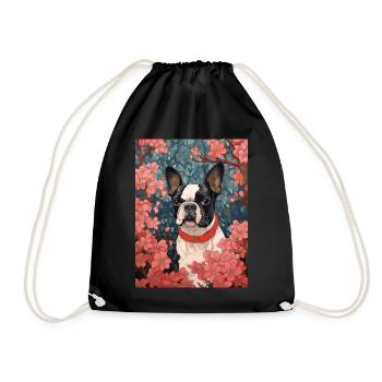 Boston Terrier Hund im anime japanische Kunst - Turnbeutel - Schwarz - Vorne