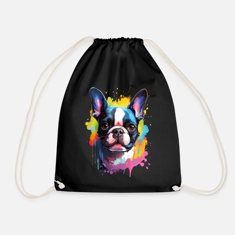 Boston Terrier coloré - chiens colorés - Sac de sport léger - noir