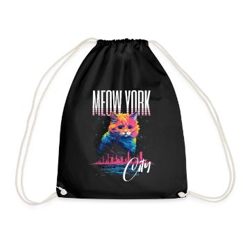 New York City Katze Meow Stadt Skyline Amerika USA - Turnbeutel - Schwarz - Vorne