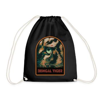 Tiger's Eye in Close-up – Intense Illustration - Drawstring Bag - black - Front