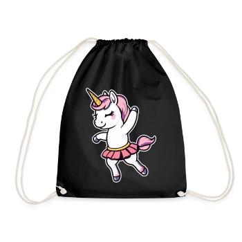 Unicorn dancing ballerina - Drawstring Bag - black - Front