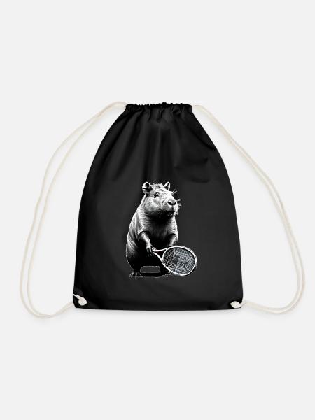 Capybara Tennis - Turnbeutel - Schwarz