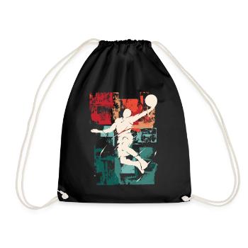 Basketball Basketballer Spieler Fan Vintage Retro - Turnbeutel - Schwarz - Vorne