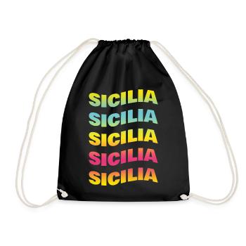 t-shirt Sicilia onda t-shirt gift idea - Drawstring Bag - black - Front