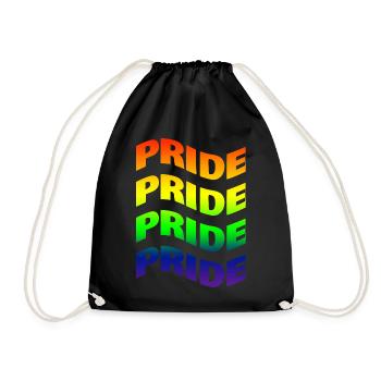 T Shirt Gay Pride Wave Effect LGBT Gift Idea - Drawstring Bag - black - Front