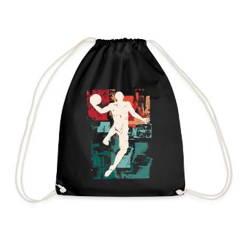 Basketball Basketballer Spieler Fan Vintage Retro - Turnbeutel - Schwarz - Vorne