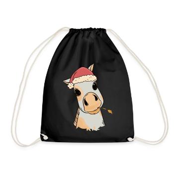 Fohlen Baby Xmas Weihnachtsgeschenk Pferdenarr - Turnbeutel - Schwarz - Vorne