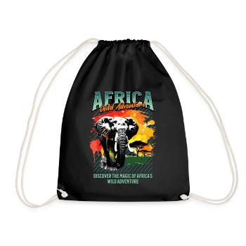 Afrika Elefant Natur Abenteuer Wildnis Safari - Turnbeutel - Schwarz - Vorne