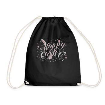 Easter greeting with floral lettering - Drawstring Bag - black - Front