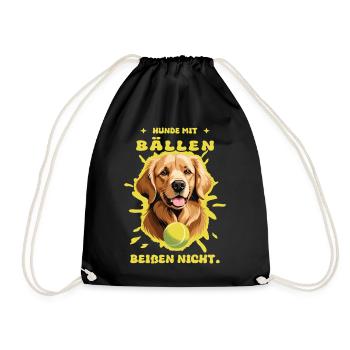 Hunde mit Bällen beißen nicht ! - Turnbeutel - Schwarz - Vorne