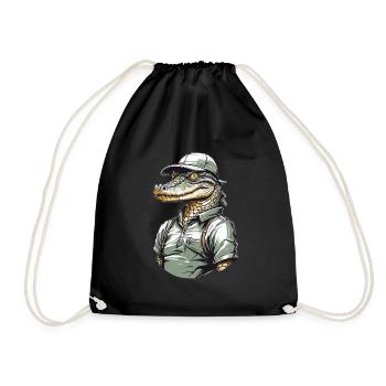 Crocodile Golfer Aesthetic Golfer Streetwear - Drawstring Bag - black - Front