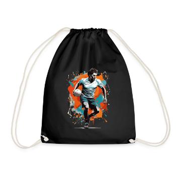 Handballspieler Streetwear Ikonischer Style - Turnbeutel - Schwarz - Vorne