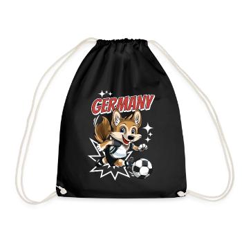 Soccer Germany Dog Animal Soccer Fan Team - Drawstring Bag - black - Front