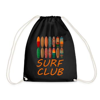 Surf Club Surfbrett Design - Turnbeutel - Schwarz - Vorne