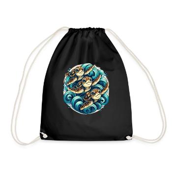 Koi style sea pines - Drawstring Bag - black - Front