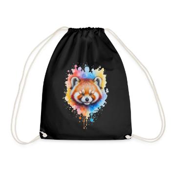 Éclaboussure aquarelle de panda rouge - Sac de sport léger - noir - Devant