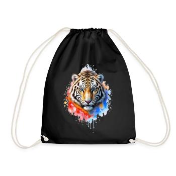 Portrait du tigre à l’aquarelle - Sac de sport léger - noir - Devant