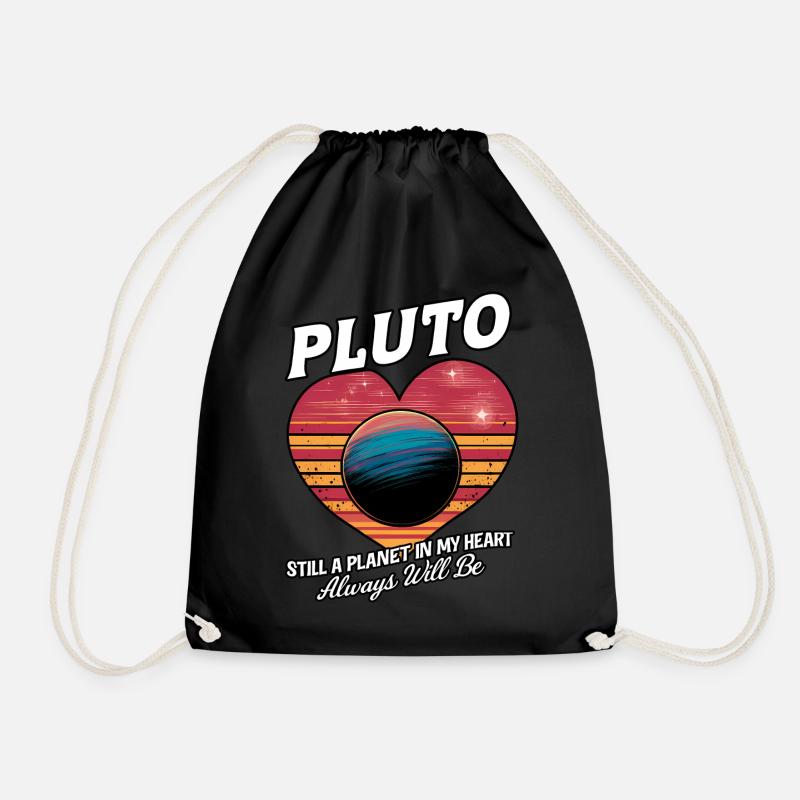 Pluto Still A planet In My Heart Nostalgic Retro - Drawstring Bag - black