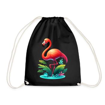 Flamingo - Turnbeutel - Schwarz - Vorne