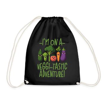 ICH BIN AUF EINEM VIGGI-TASTISCHEN ABENTEUER, VEGAN LUSTIG - Turnbeutel - Schwarz - Vorne