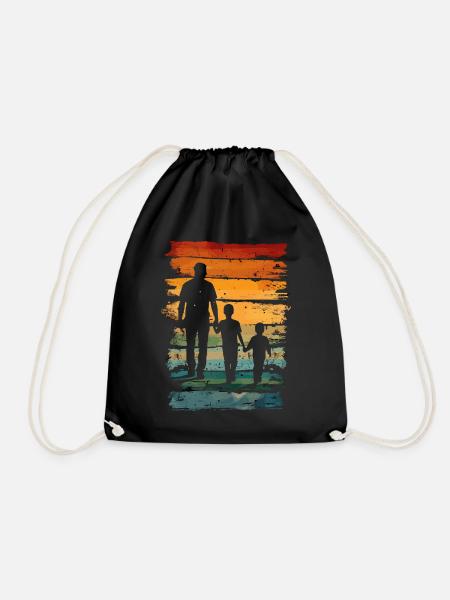 Vatertag Vater mit zwei Söhnen retro vintage - Turnbeutel - Schwarz