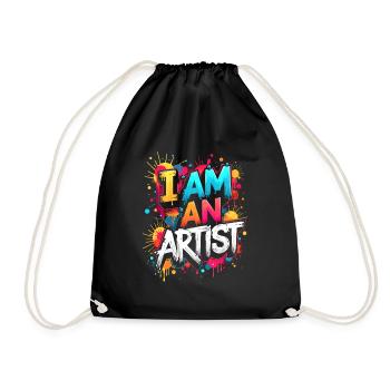 I AM AN ARTIST - Drawstring Bag - black - Front