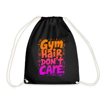 GYM HAIR, DON’T CARE, FUNNY GYM QUOTE - Drawstring Bag - black - Front