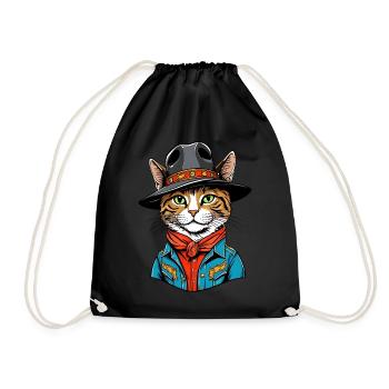 Chat mignon cow-boy - Sac de sport léger - noir - Devant