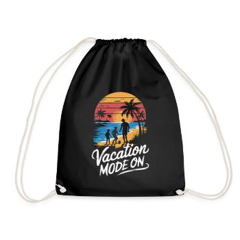 Father and 2 sons football holiday beach vintage - Drawstring Bag - black - Front