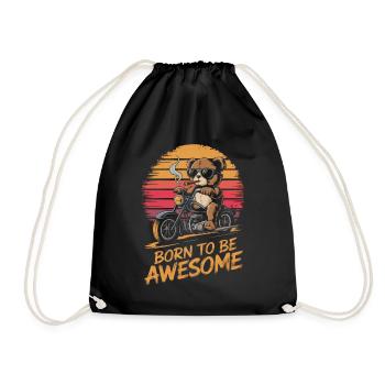 Ours en peluche avec des lunettes de soleil équitation moto vintage - Sac de sport léger - noir - Devant