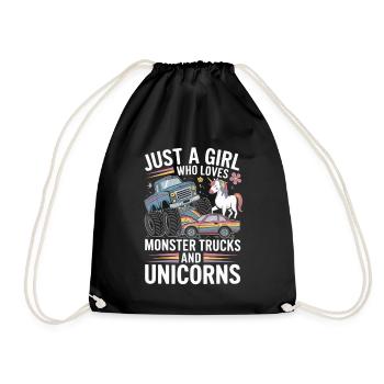 Monster Truck Einhorn Mädchen - Turnbeutel - Schwarz - Vorne