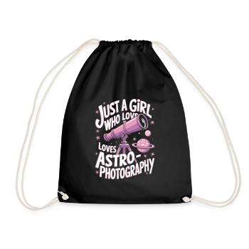 Astrophotography Telescope Astronomy Girls Women - Drawstring Bag - black - Front