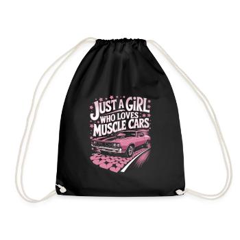 Mucle Cars Saying Girl - Drawstring Bag - black - Front