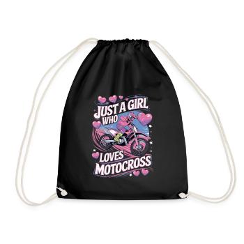 Motocross Motorcycle Rider Woman Saying - Drawstring Bag - black - Front