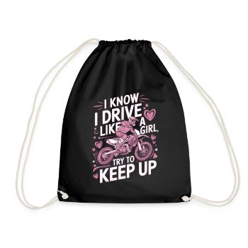 Motocross Female Motocross Rider Women Girl Saying - Drawstring Bag - black - Front