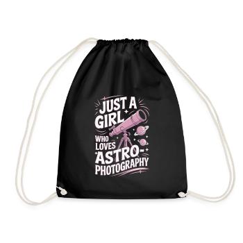 Astrophotography Telescope Astronomy Girls Women - Drawstring Bag - black - Front