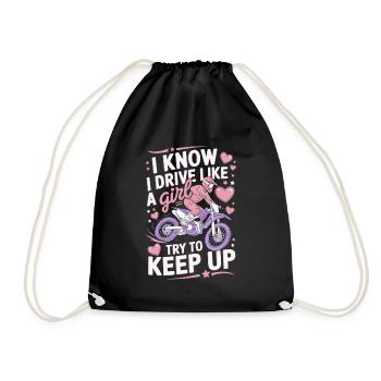 Motocross Female Motocross Rider Women Girl Saying - Drawstring Bag - black - Front
